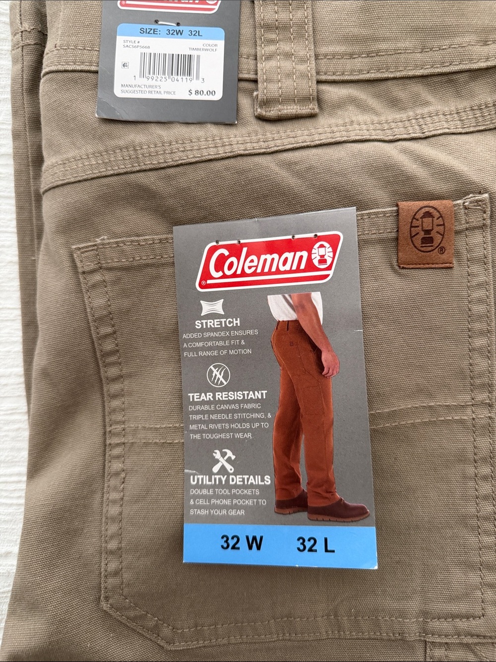 Coleman Men's Straight-Leg Chinos in Olive Brown - Picture 4 of 4